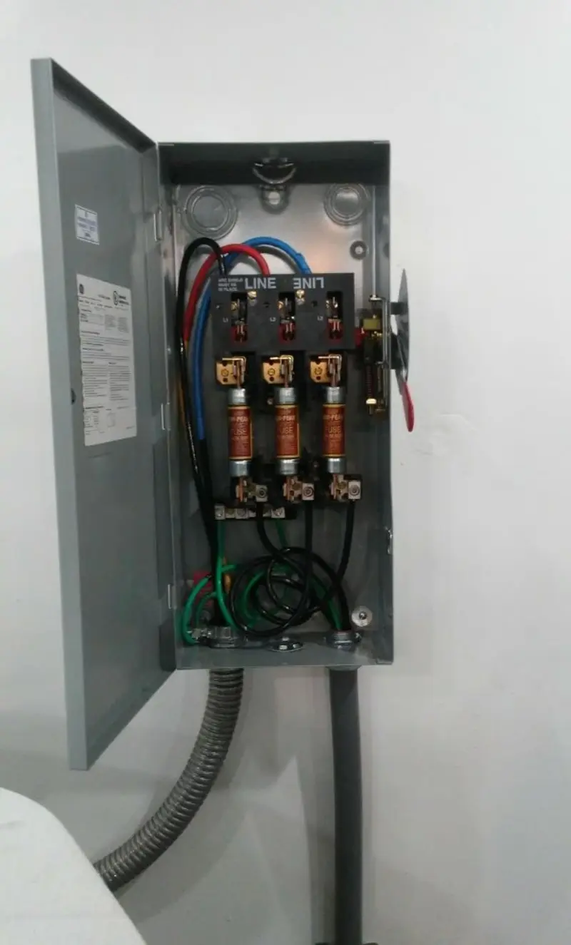 Three-phase disconnect switch installed for Smoke Detector Installation in Rockaway